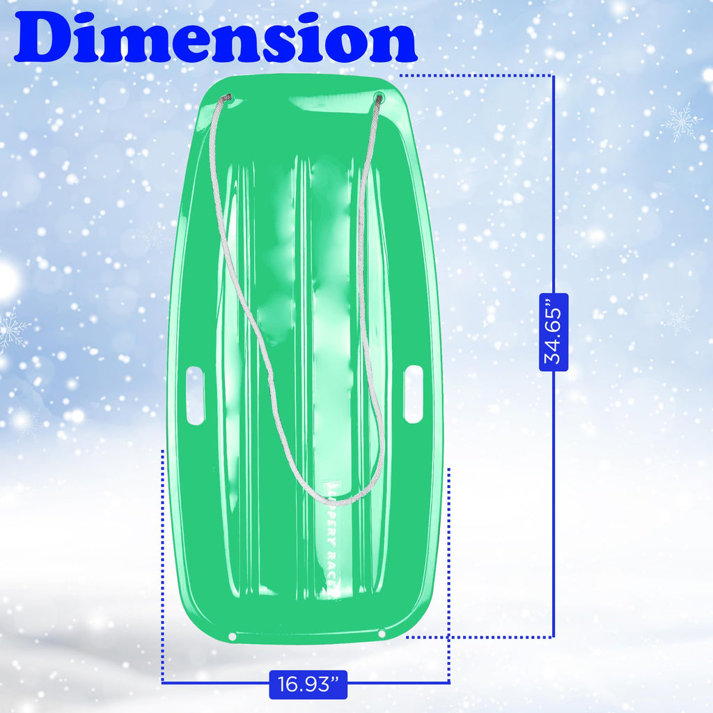 Kids Plastic Snow Sled with Pull Rope and Handles J32394
