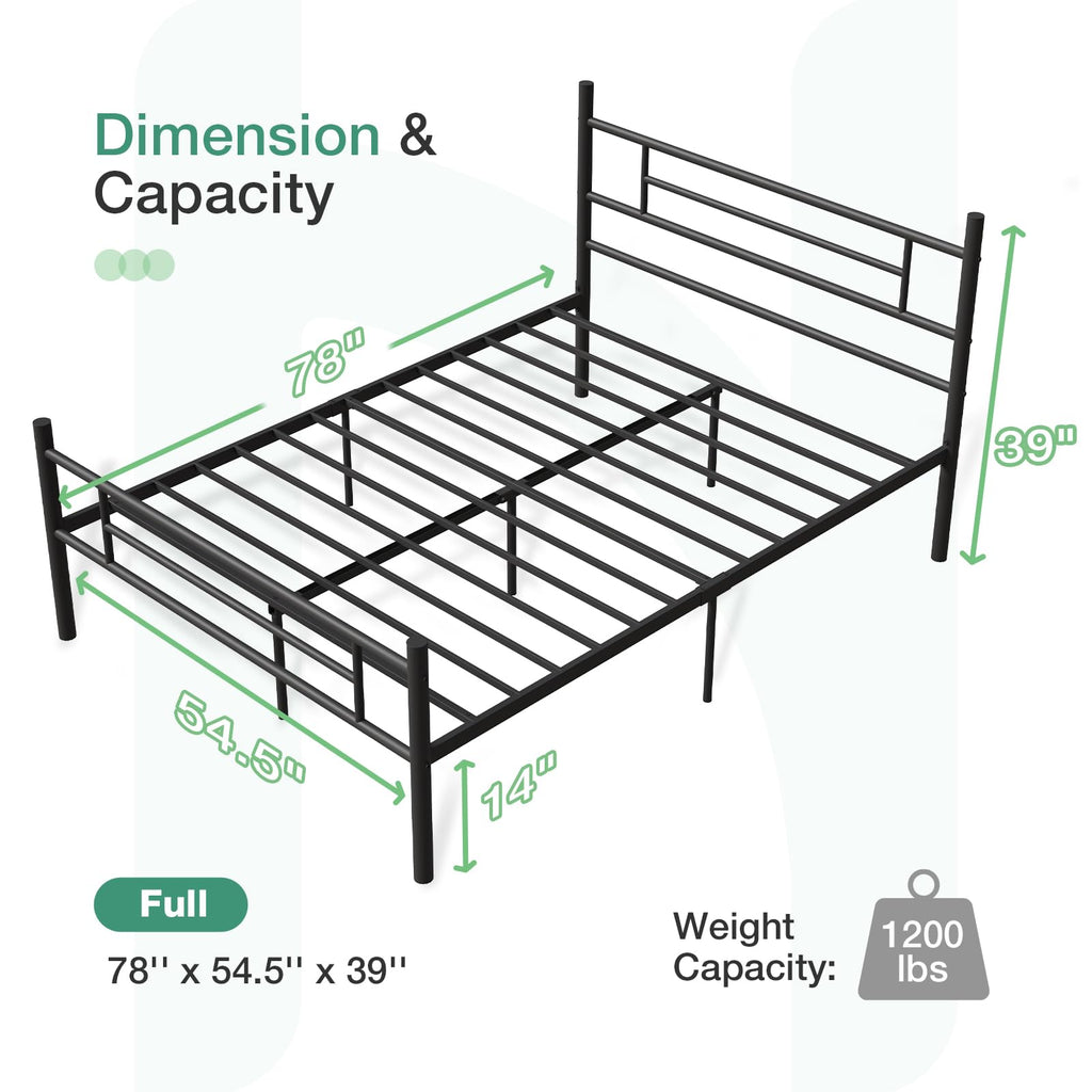 Full Size Metal Platform Bed Frame with Headboard and Footboard B94684