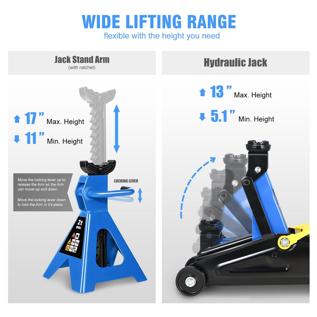 2 Ton Car Jack and Stands Kit Blue D351762
