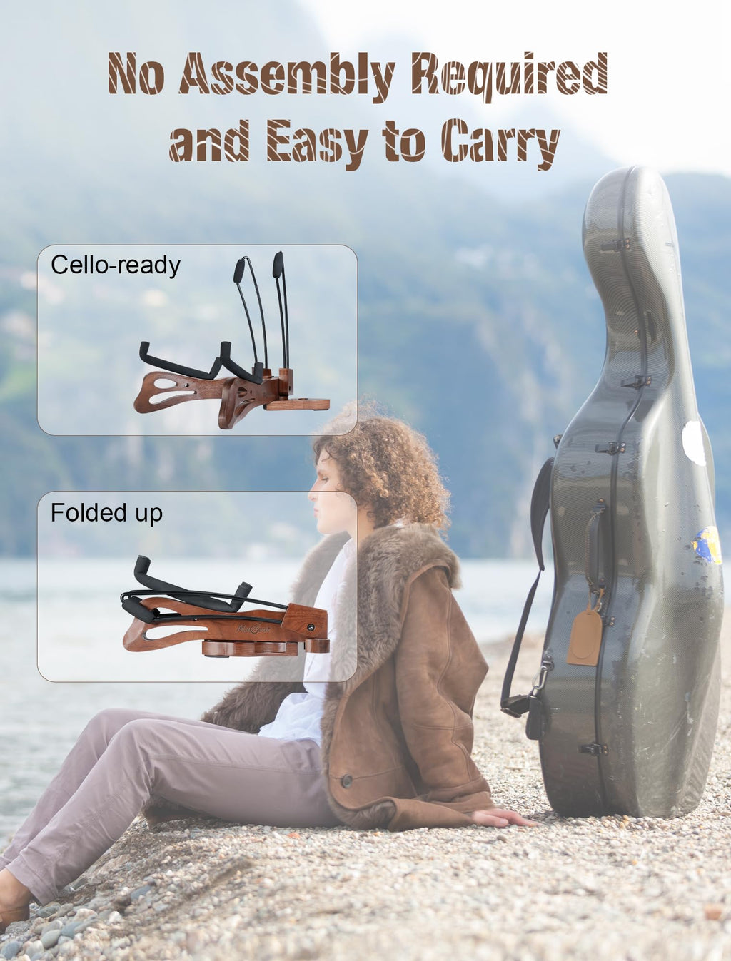 Walnut Cello Stand with Bow Holder M216736