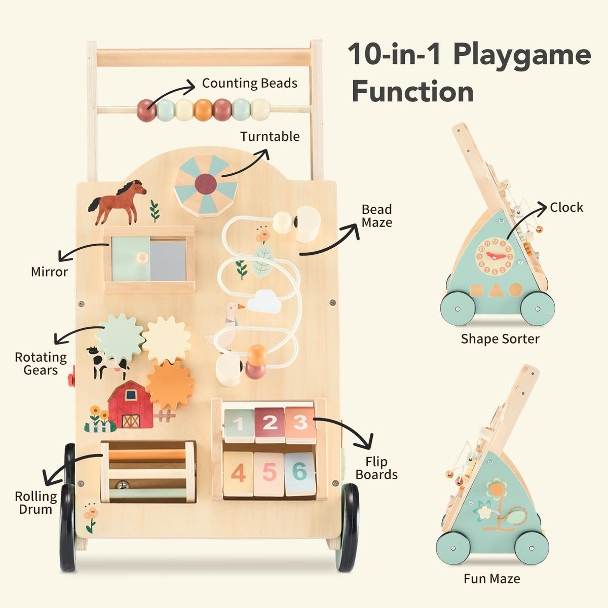 Wooden Baby Walker with Activity Center U791