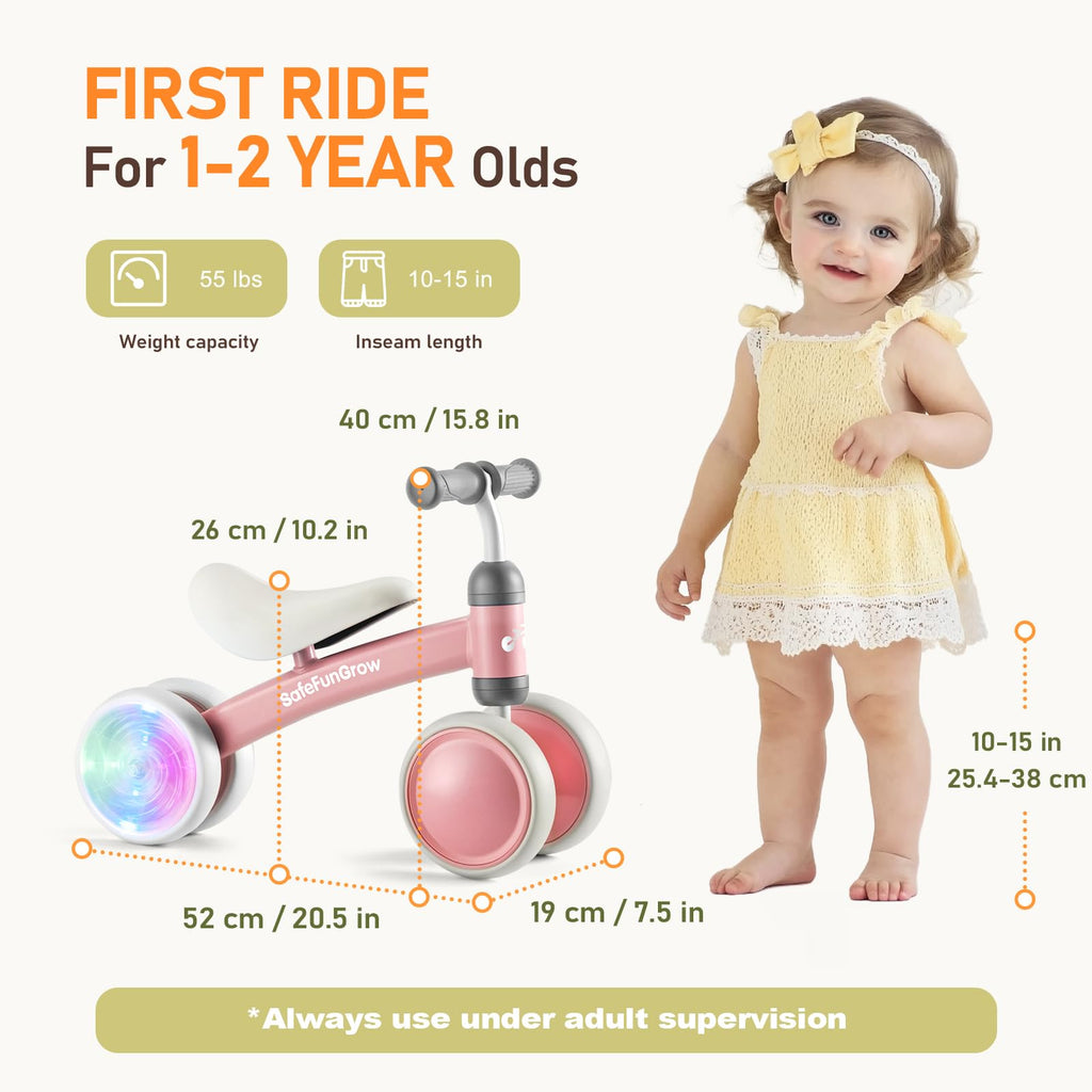Baby Balance Bike with 4 Silent Wheels & Soft Seat U5979