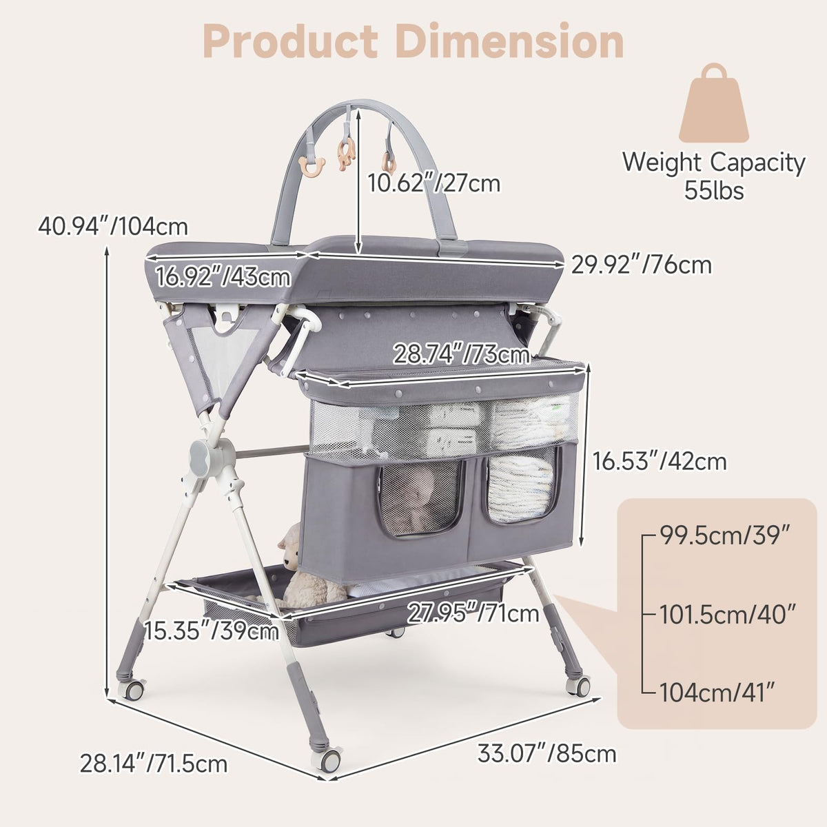 Portable Baby Changing Table with Wheels Z655