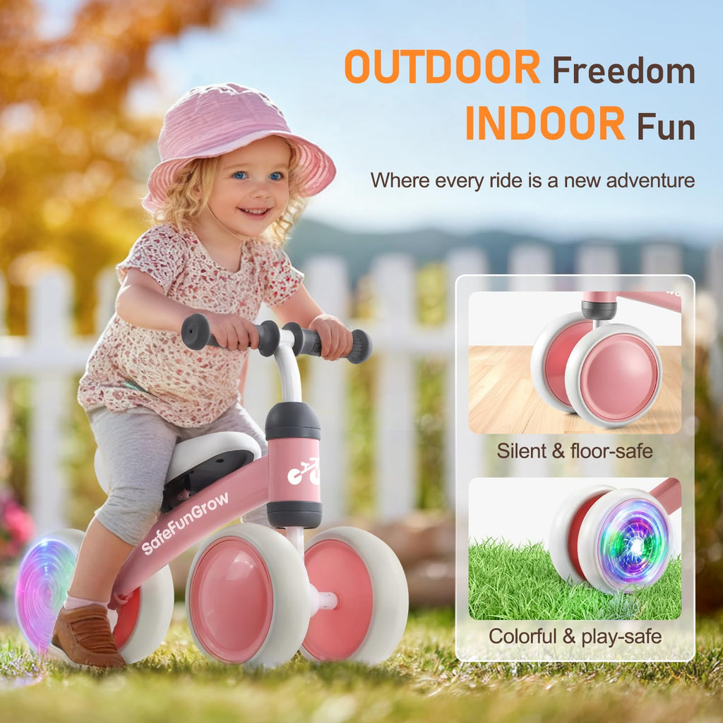 Baby Balance Bike with 4 Silent Wheels & Soft Seat U5979