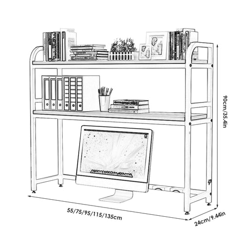 2-Tier White Desktop Bookshelf V239
