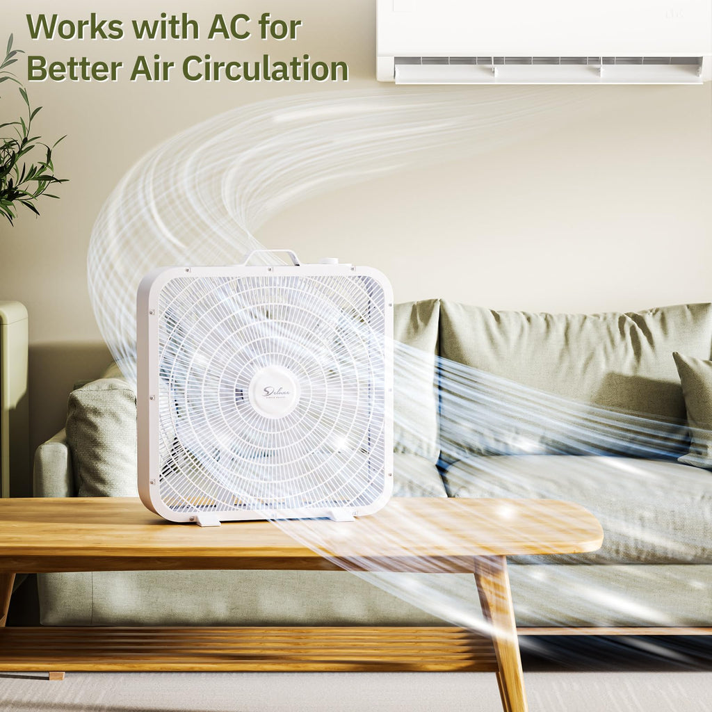 20” White 3-Speed Box Fan with Carry Handle Y638