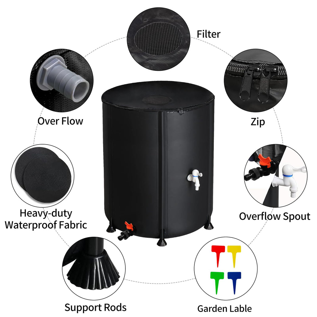 50 Gallon Folding Rain Barrel with Water Filter R440