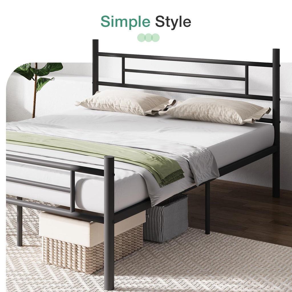 Full Size Metal Platform Bed Frame with Headboard and Footboard B94684