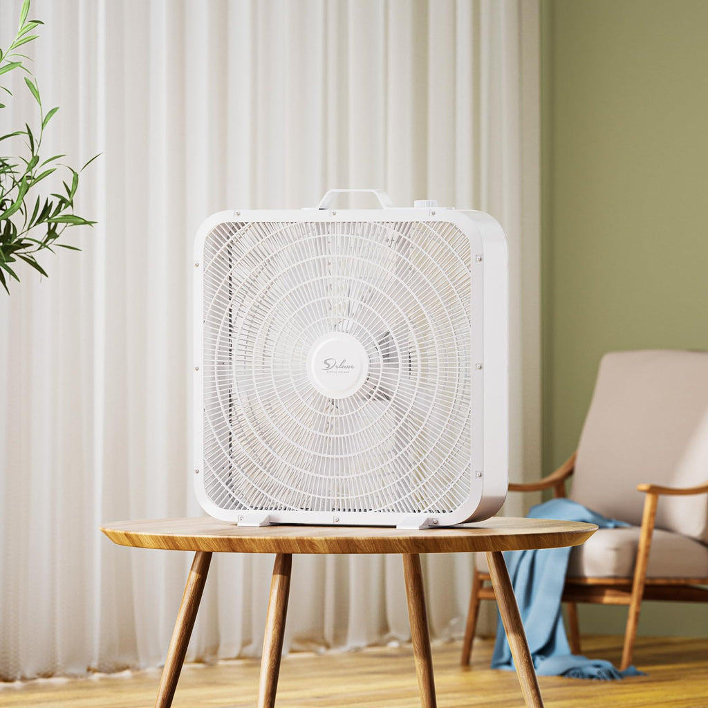 20” White 3-Speed Box Fan with Carry Handle Y638