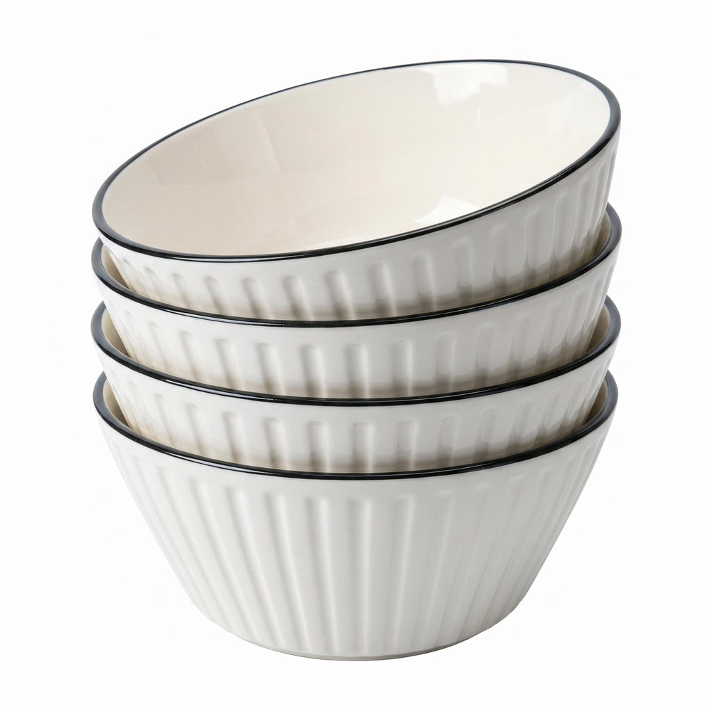 White Ceramic Serving Bowls Set of 4 J485341
