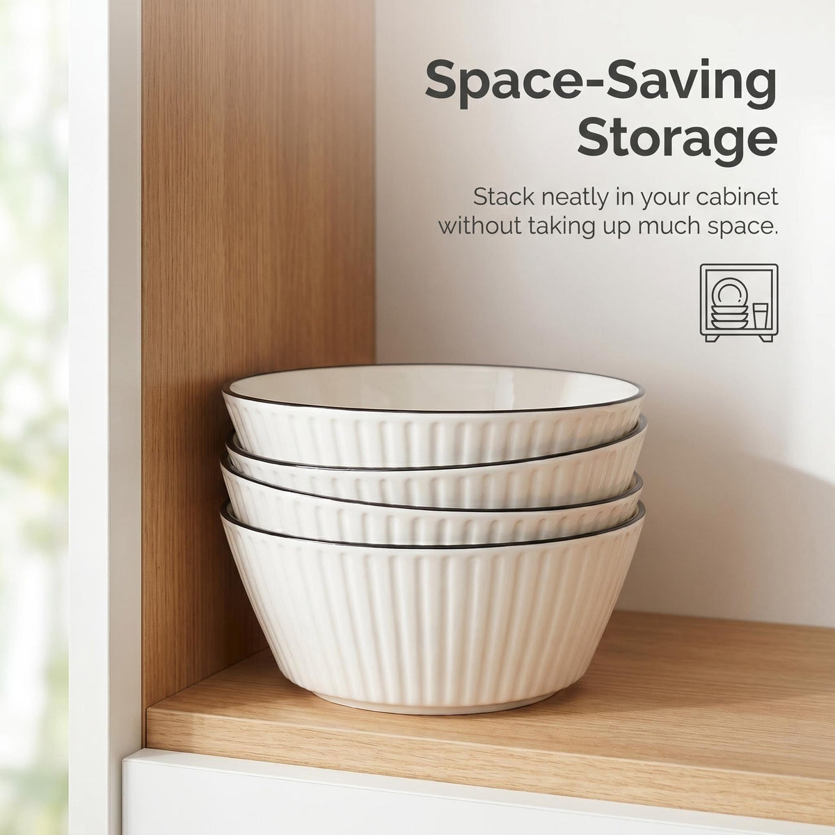 White Ceramic Serving Bowls Set of 4 J485341