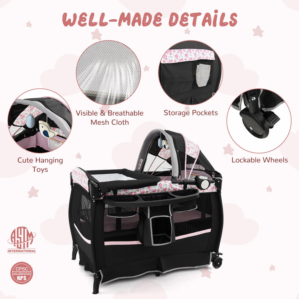 4 in 1 Portable Baby Playpen with Bassinet Q67112