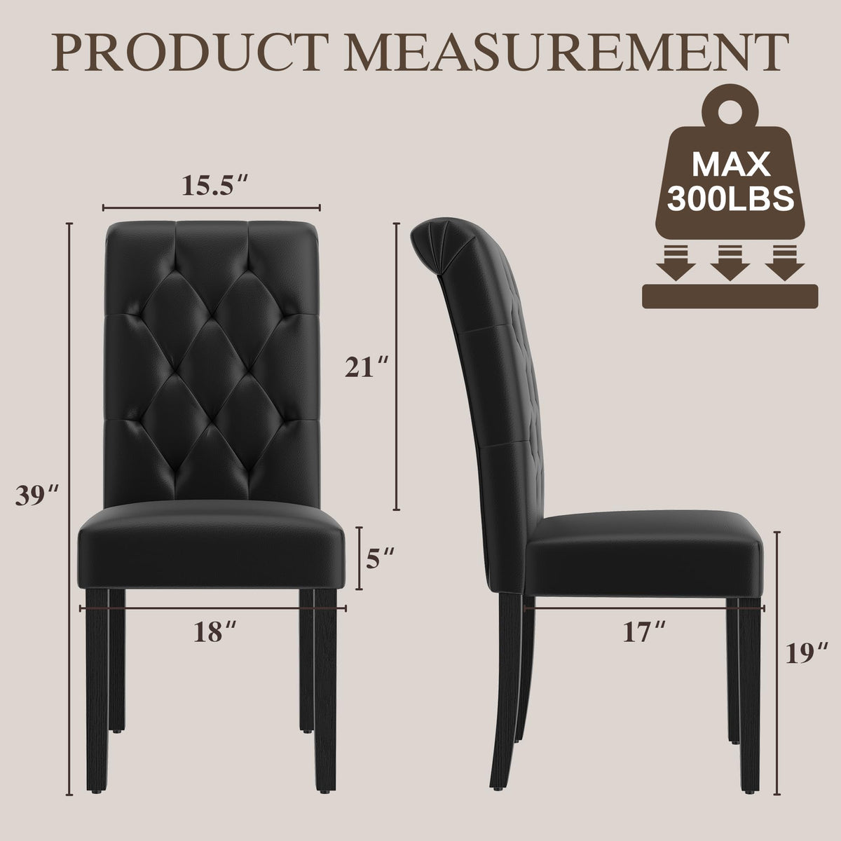 Black Upholstered Dining Chairs Set of 2 H46782