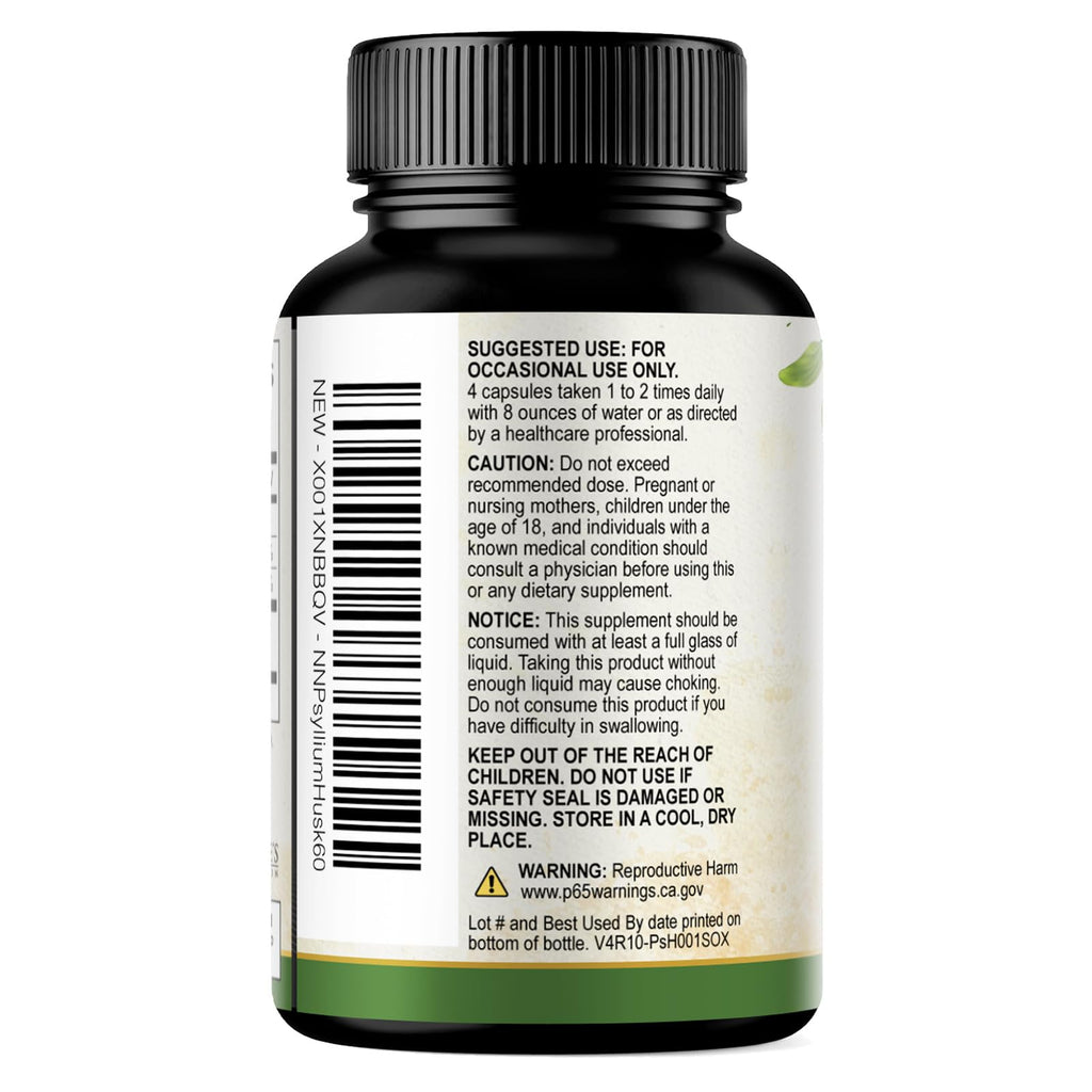 Psyllium Husk Powder 2000mg Fiber Supplement 60 Capsules F35282