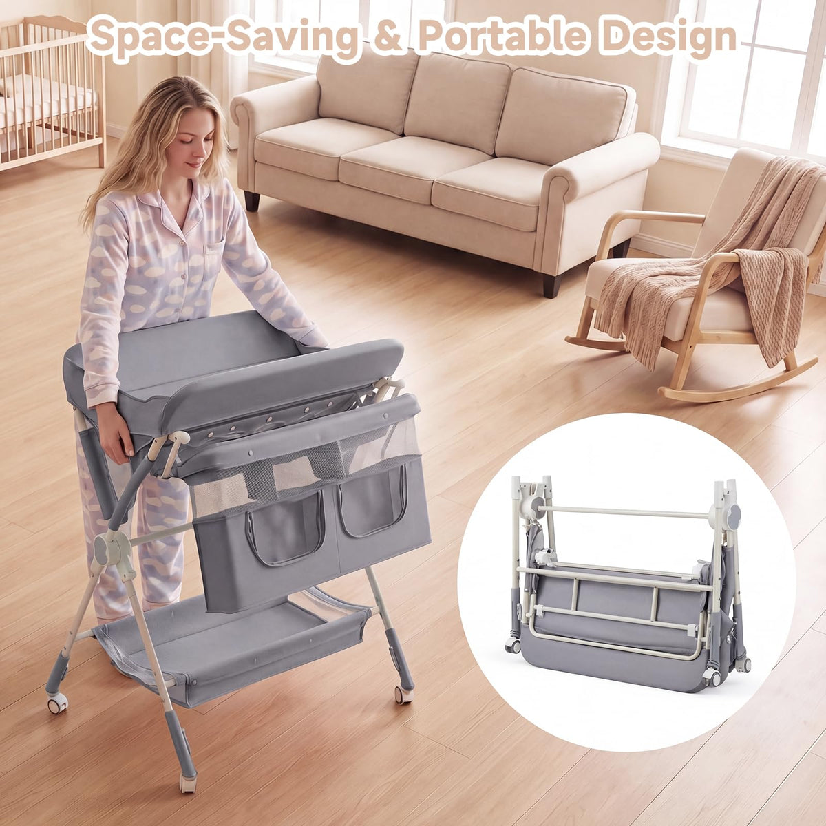 Portable Baby Changing Table with Wheels Z655