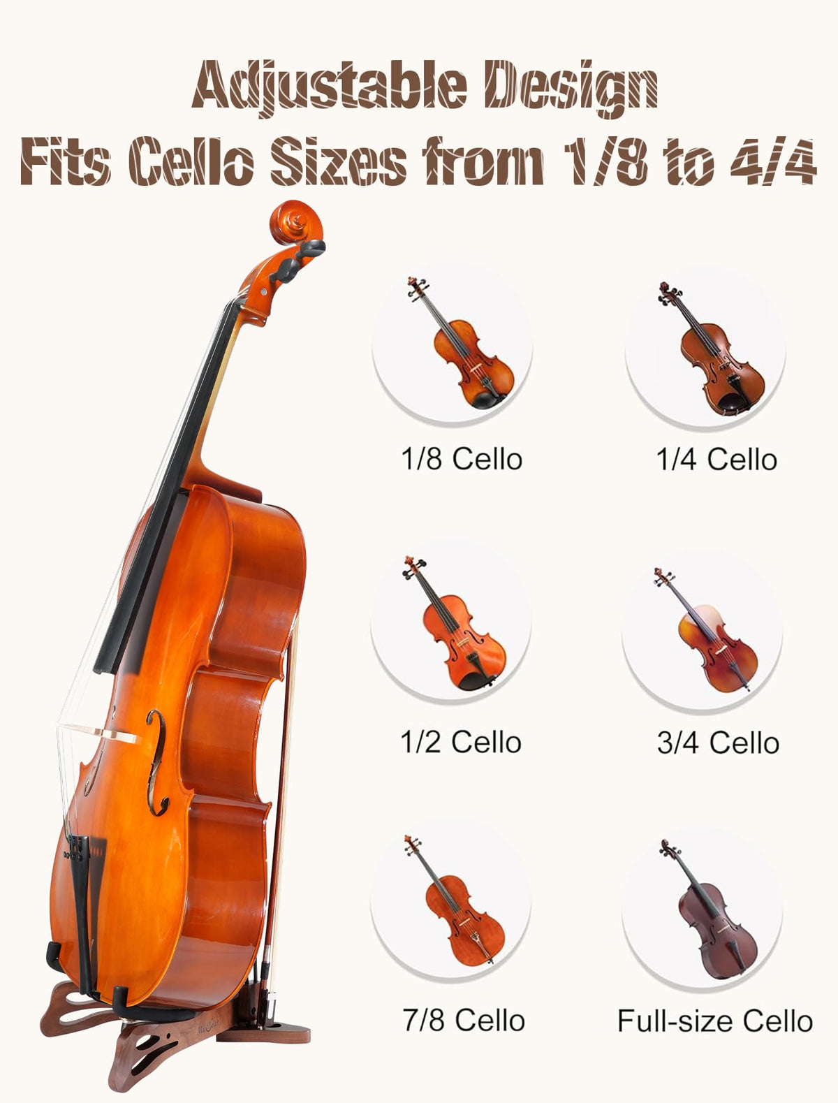 Walnut Cello Stand with Bow Holder M216736
