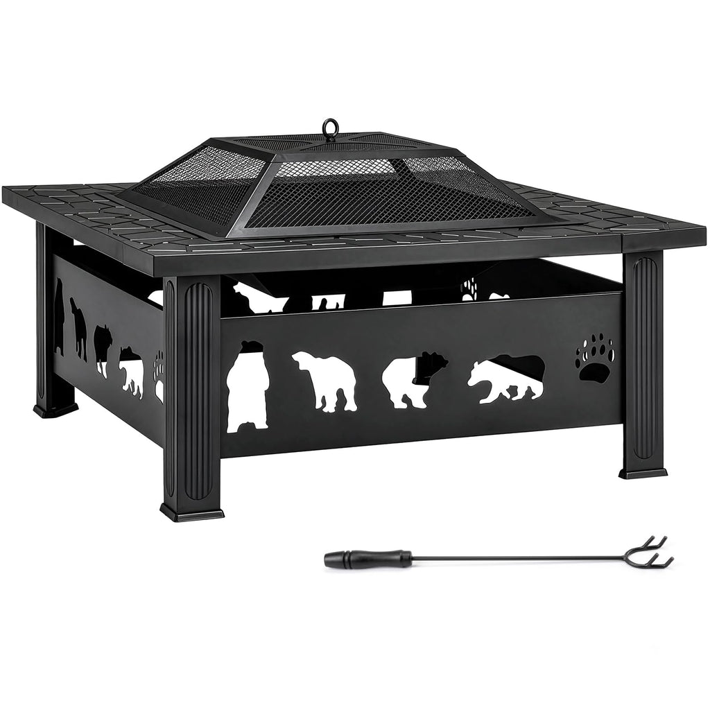 32" Outdoor Wood Burning Fire Pit Table A828