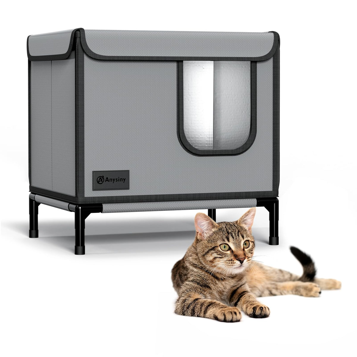 Weatherproof Outdoor Cat House with Thermal Aluminum Foil Z9605