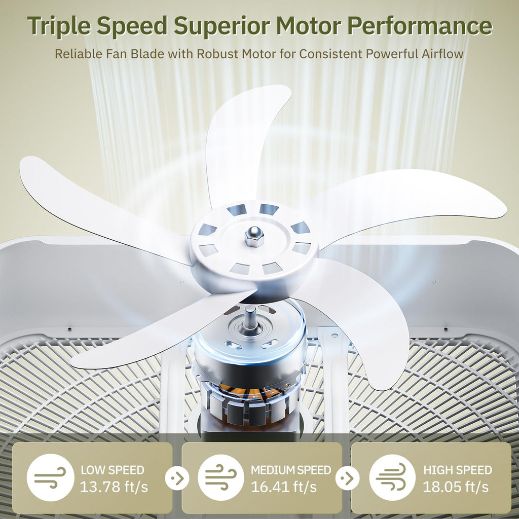 20” White 3-Speed Box Fan with Carry Handle Y638