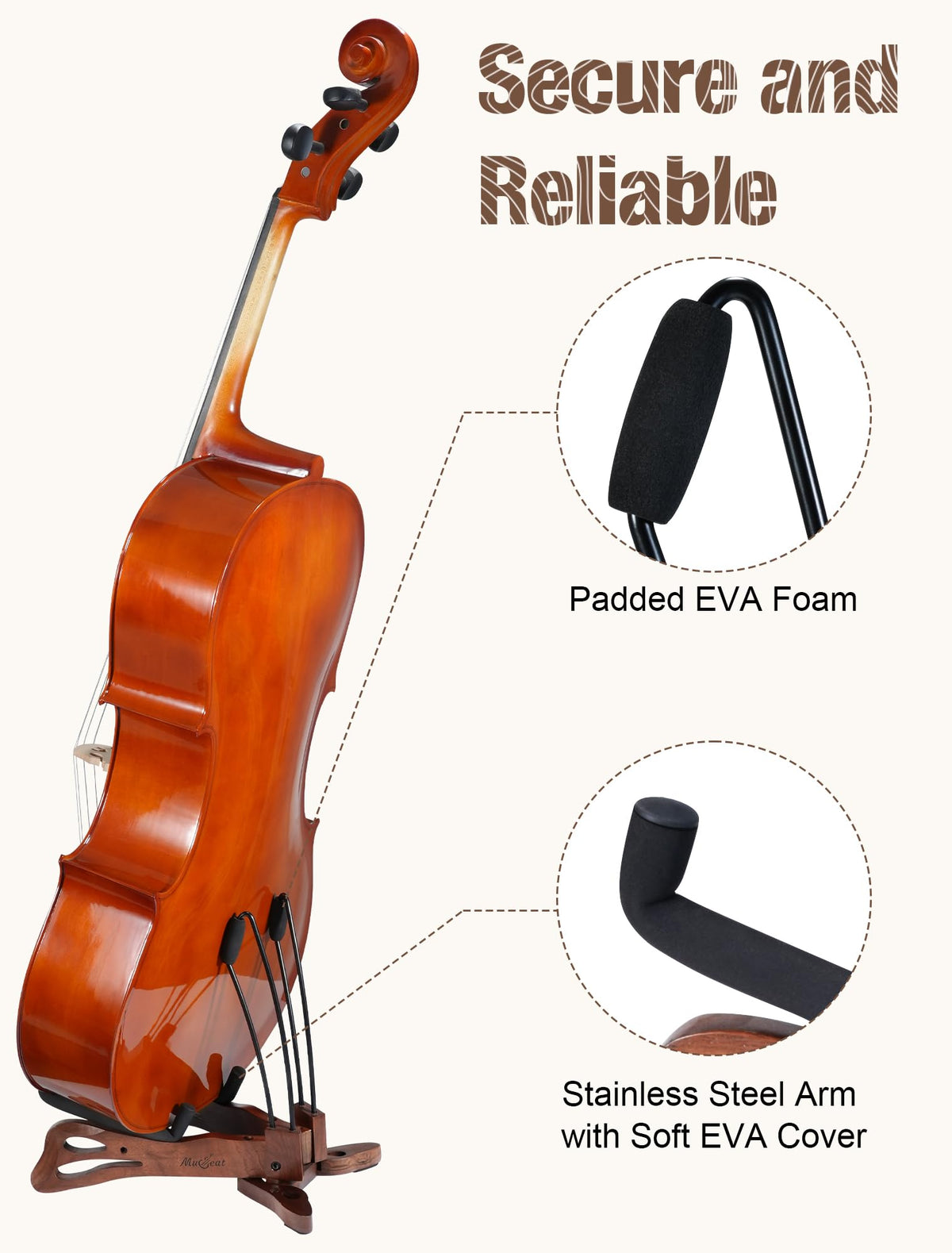 Walnut Cello Stand with Bow Holder M216736