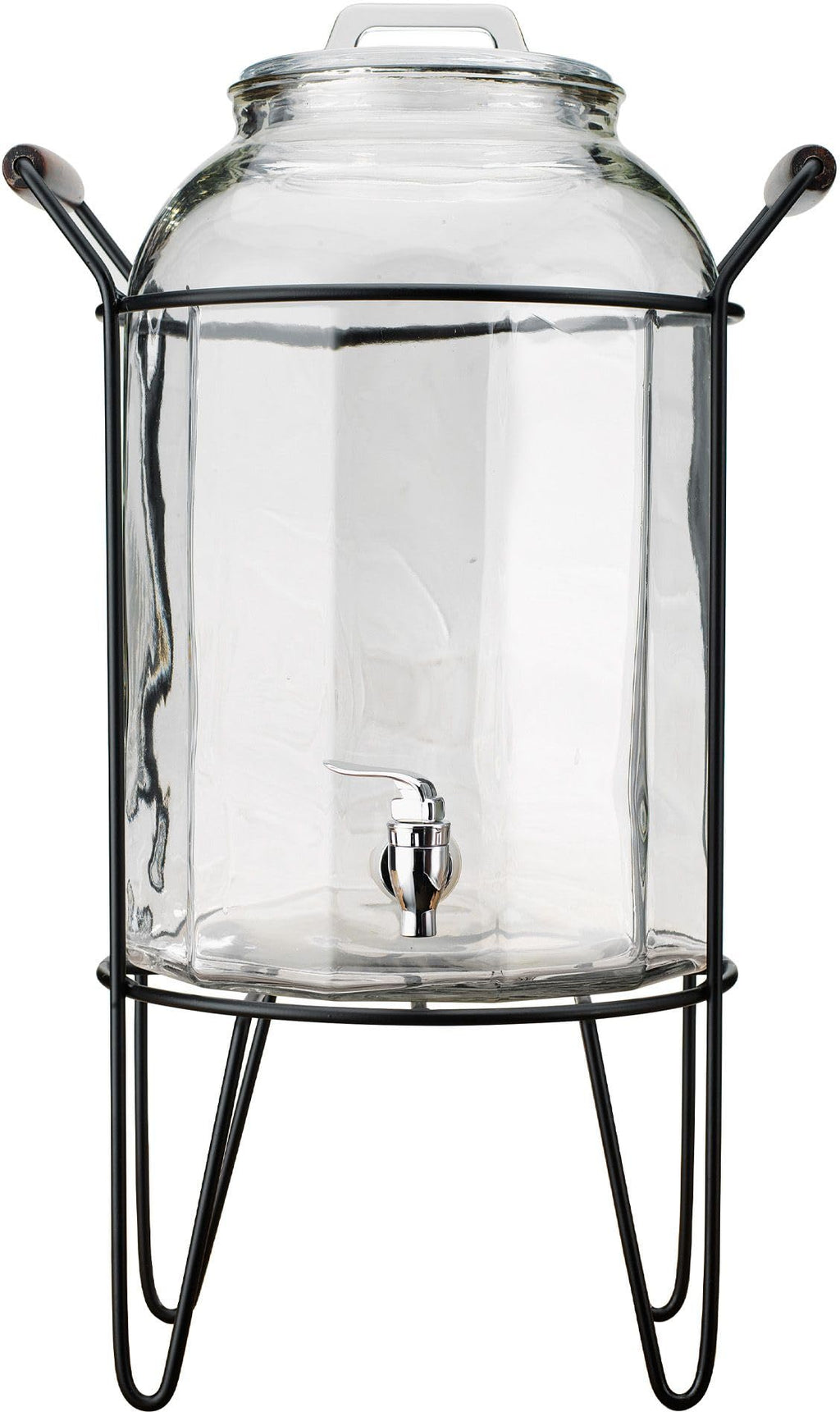 3 Gallon Glass Beverage Dispenser with Glass Lid and Metal Stand G3056