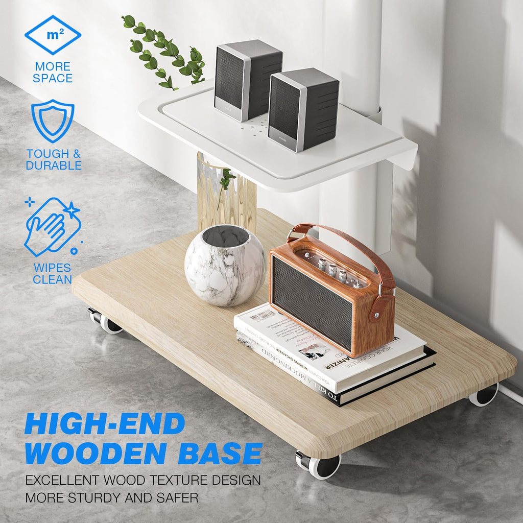 White Height Adjustable Rolling TV Stand for 32-75 Inch TVs Z362