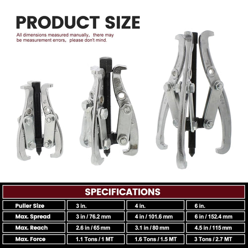 3 Jaw Gear Puller Set with Reversible Jaws W95698