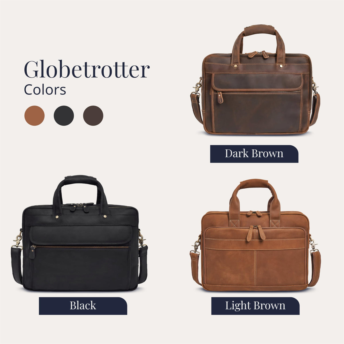 Full-Grain Leather Laptop Briefcase O7779