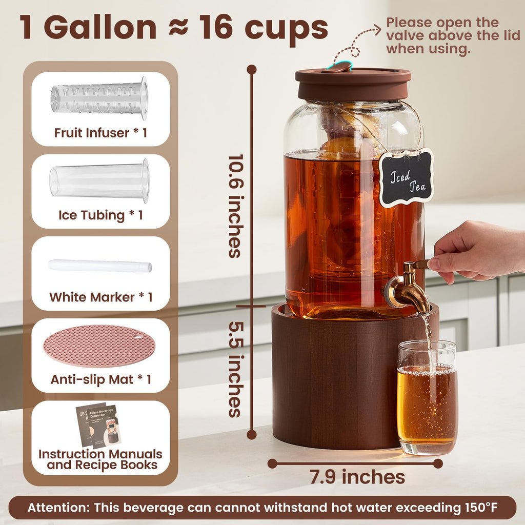 1 Gallon Glass Drink Dispenser T314738