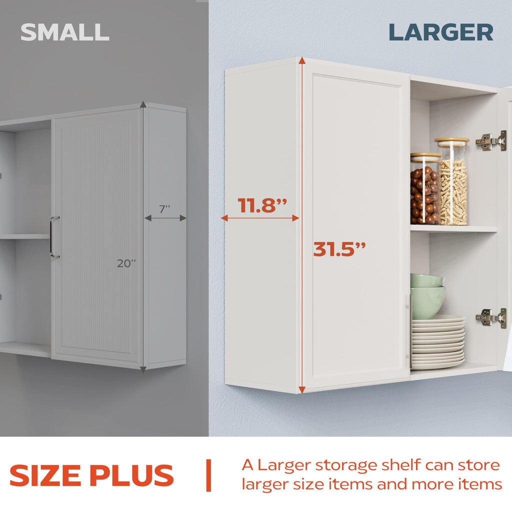 60" W White Laundry Room Wall Cabinets with Adjustable Shelf O289189