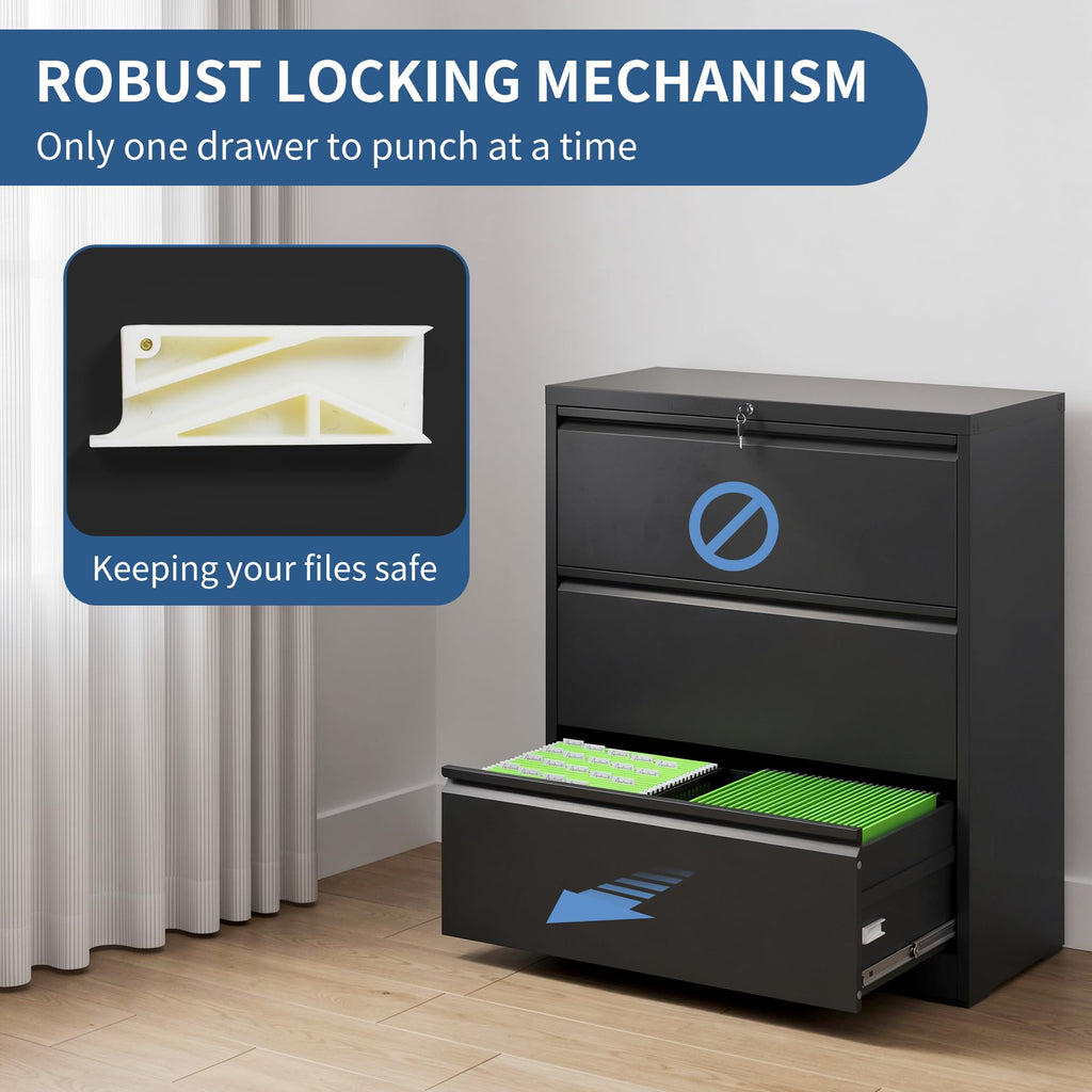 3 Drawer Metal File Cabinet with Lock E519226