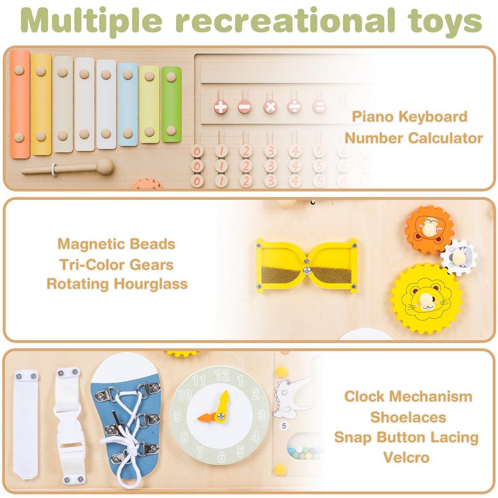 Foldable Wooden Baby Playpen with Toy Set W23905