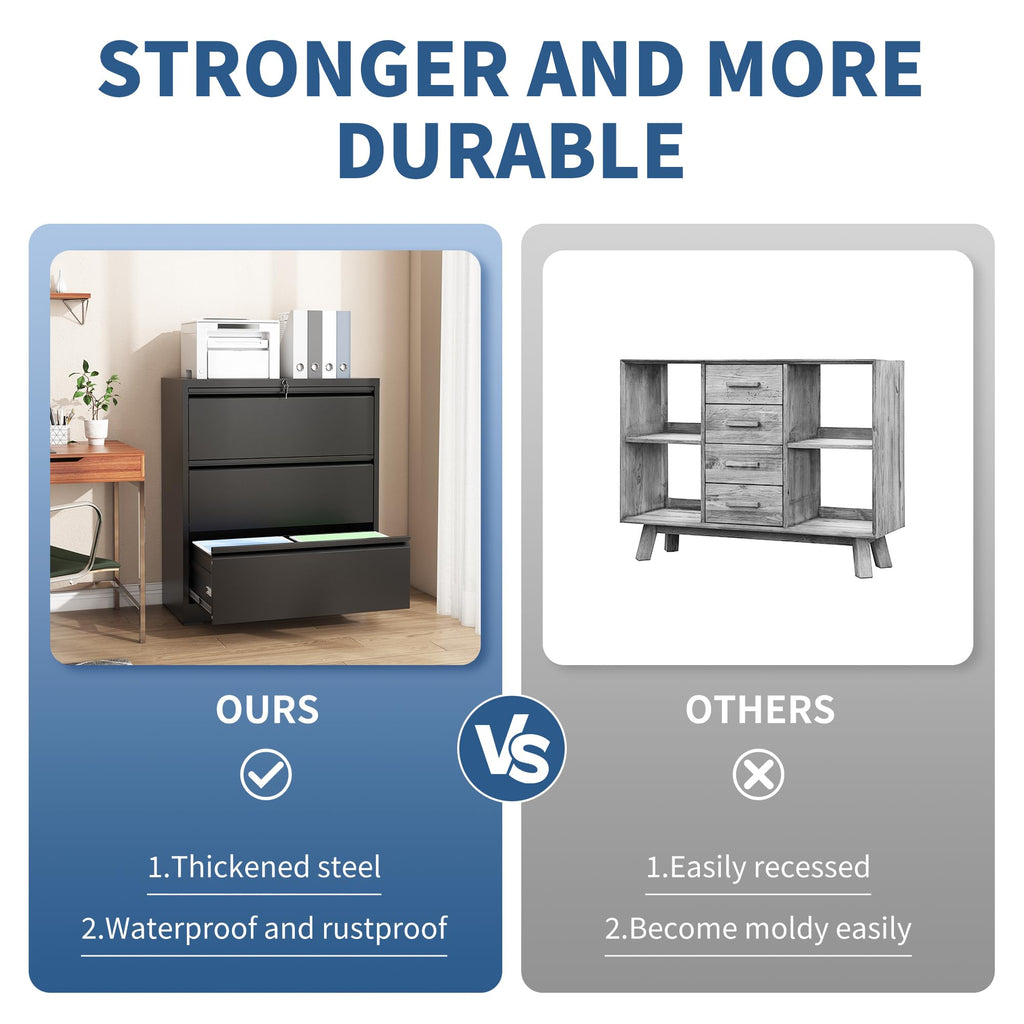 3 Drawer Metal File Cabinet with Lock E519226