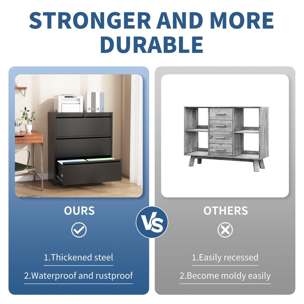 3 Drawer Metal File Cabinet with Lock E519226