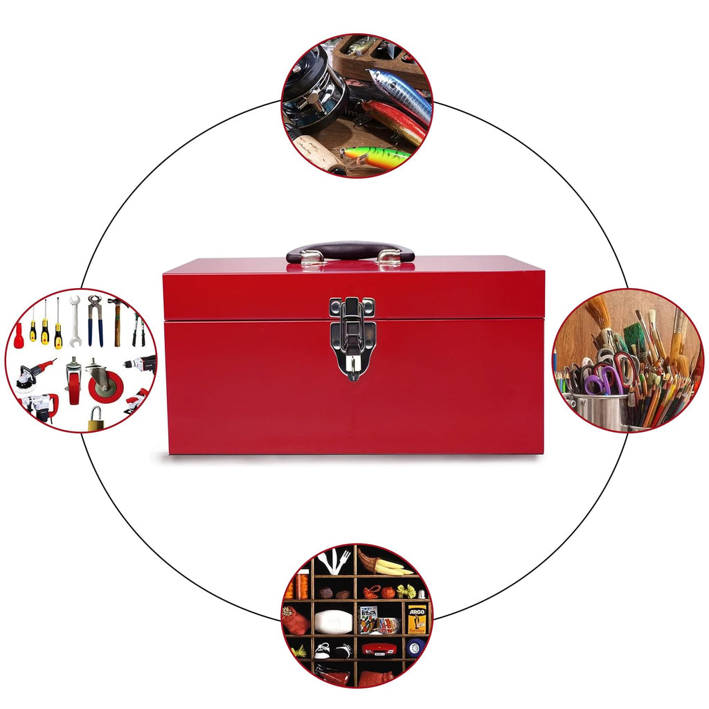 16" Small Metal Tool Box with Latch Closure A799