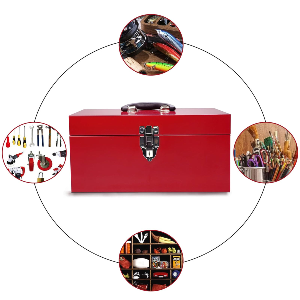 16" Small Metal Tool Box with Latch Closure A799
