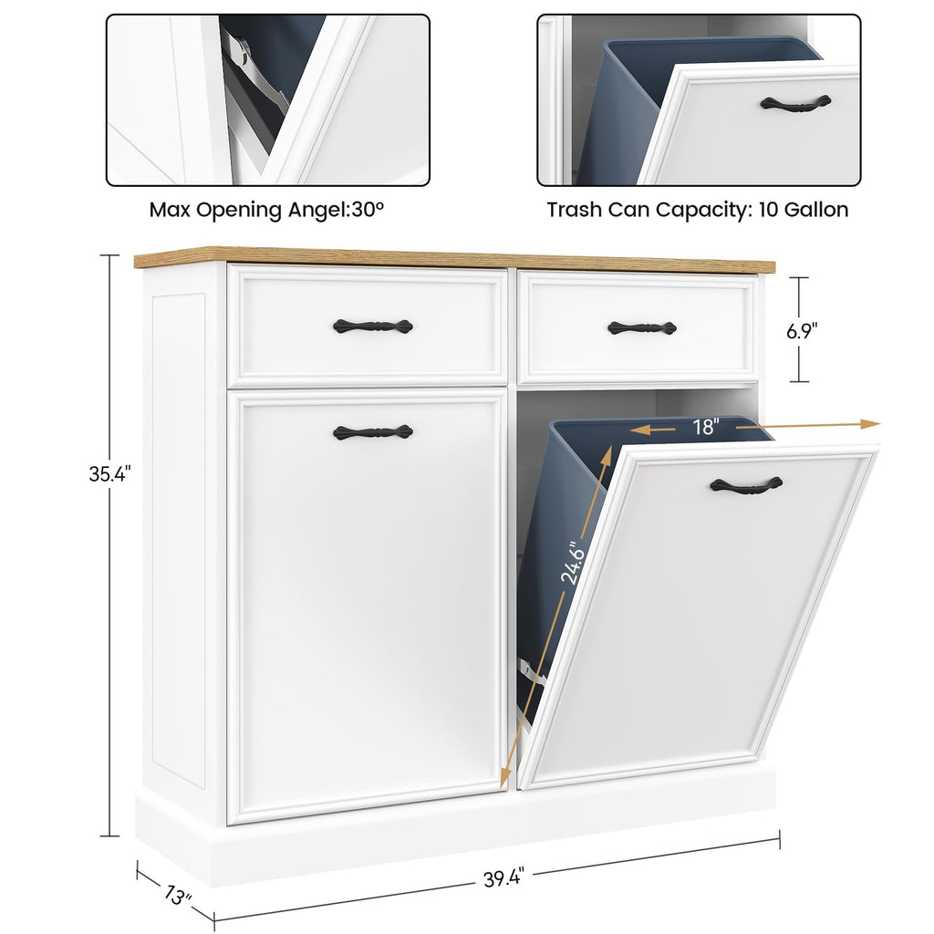 Double Tilt Out Trash Cabinet 20 gal White Y5588