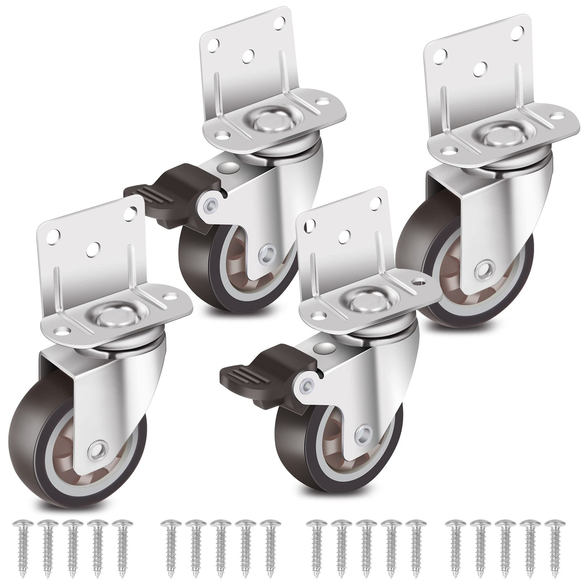 2 Inch L-Shaped Rubber Caster Set of 4 Y145