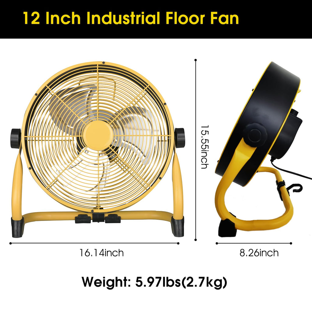 12 Inch High Velocity Metal Floor Fan S321