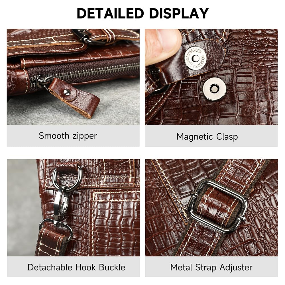 Genuine Leather Crocodile Embossed Mini Messenger Bag P1077