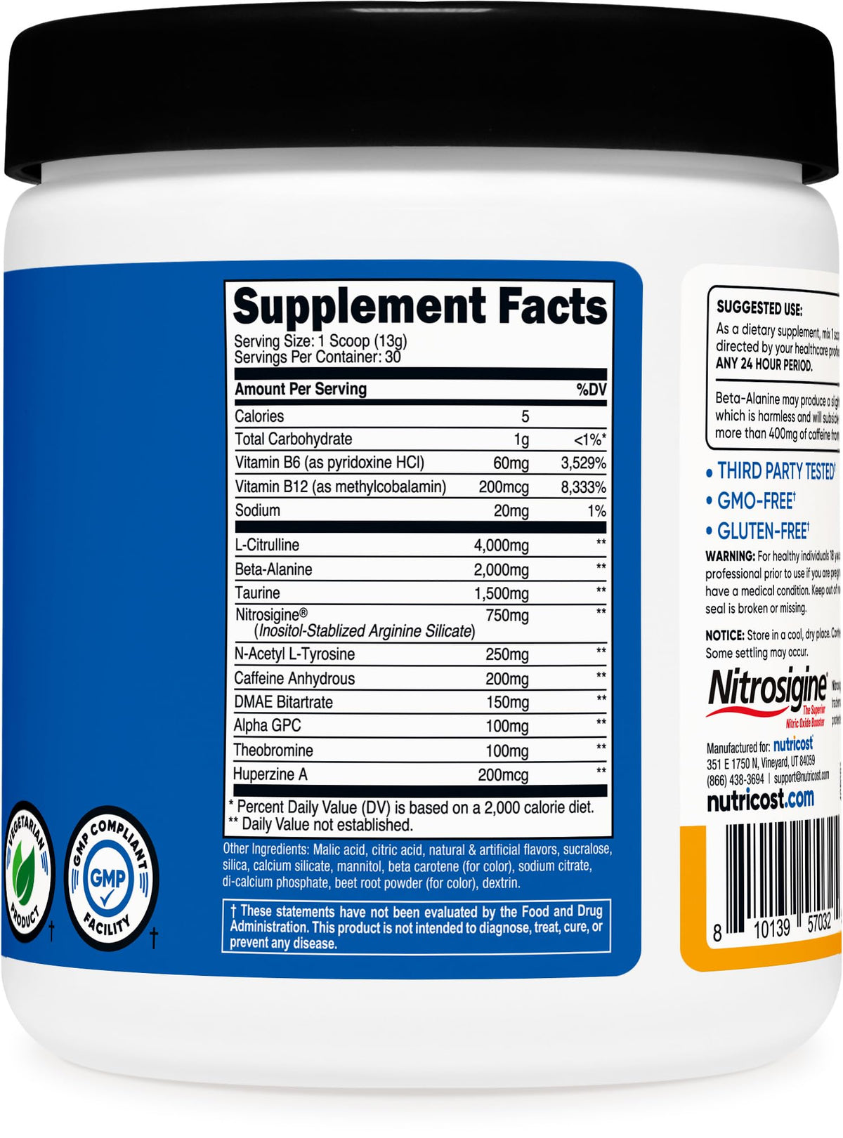 Pre-Workout Complex Powder Peach Mango 30 Servings M7144