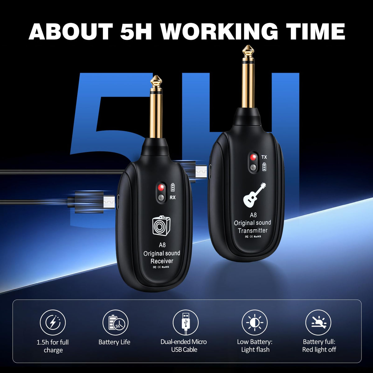 Wireless Guitar System UHF 2 Modes Y242