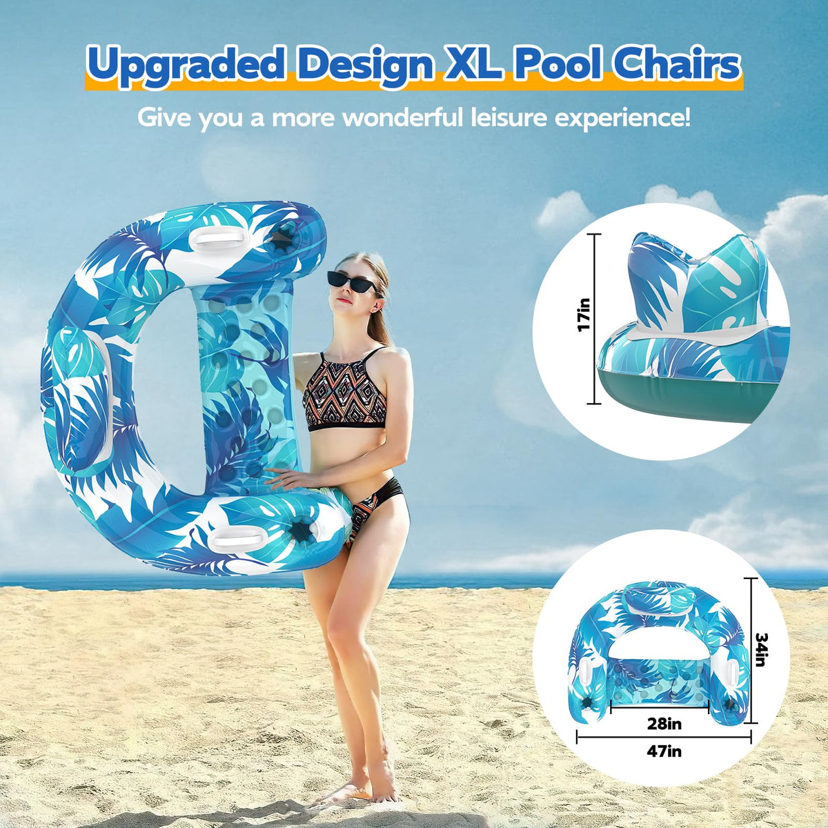 4 Pack Inflatable Pool Floats with Cupholders Y27972