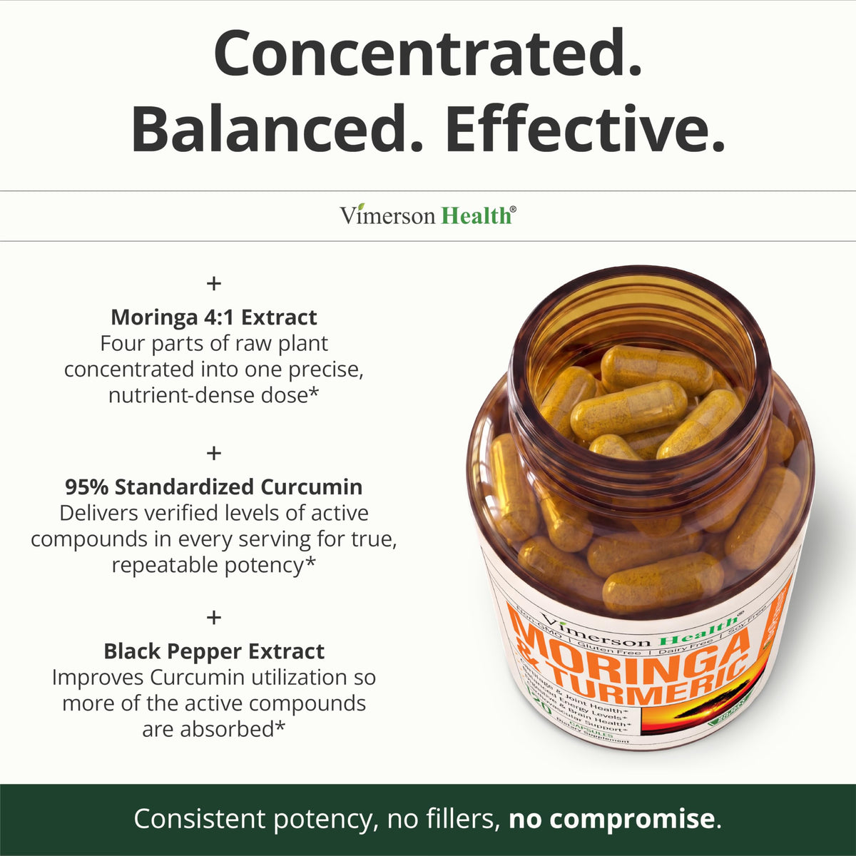 Moringa Capsules 4:1 Extract with Turmeric 120 Capsules E4604