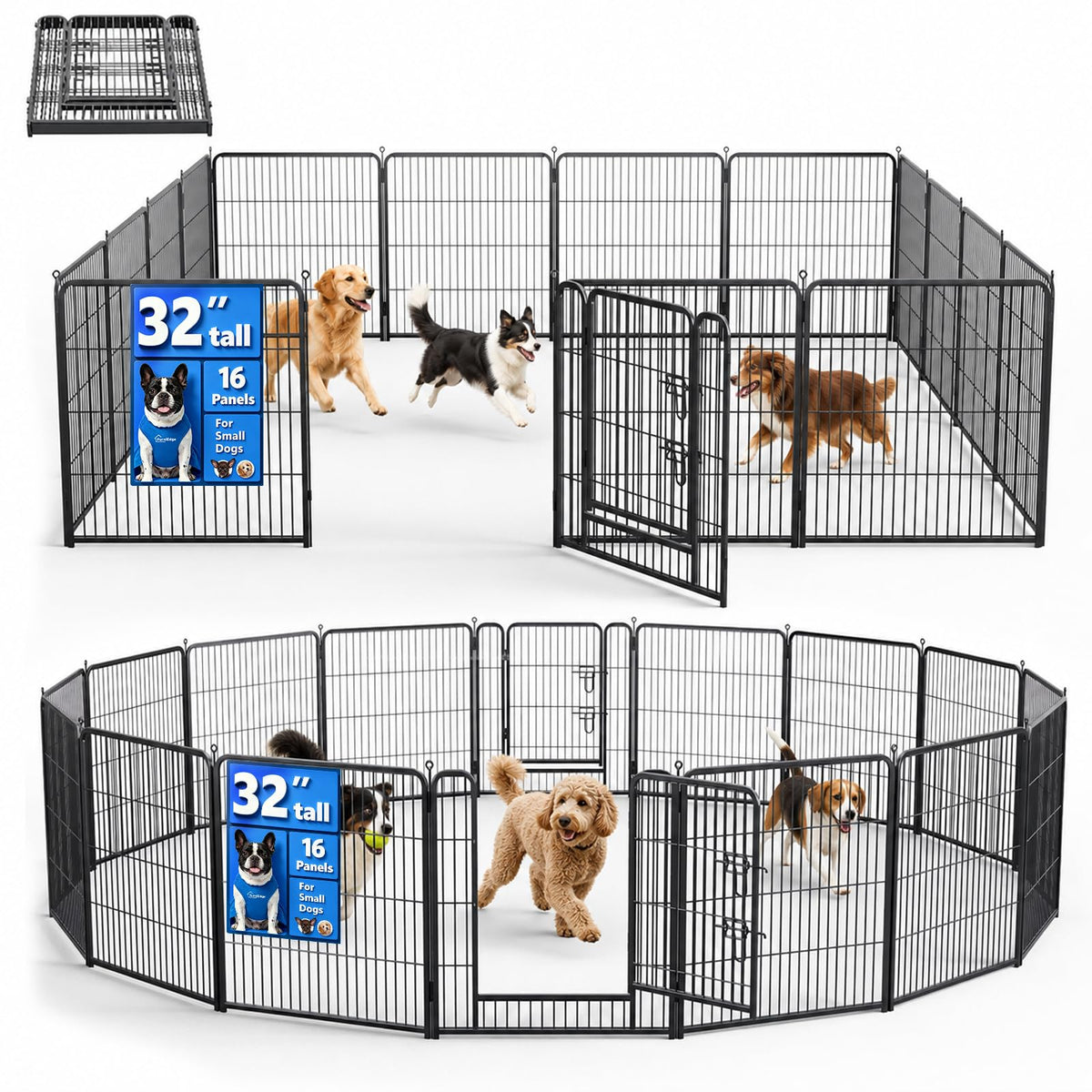 32 Inch 16 Panels Foldable Dog Playpen V697