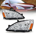 Headlight Assembly for 2003-2007 Honda Accord Chrome Housing Amber Reflector Pair L2063