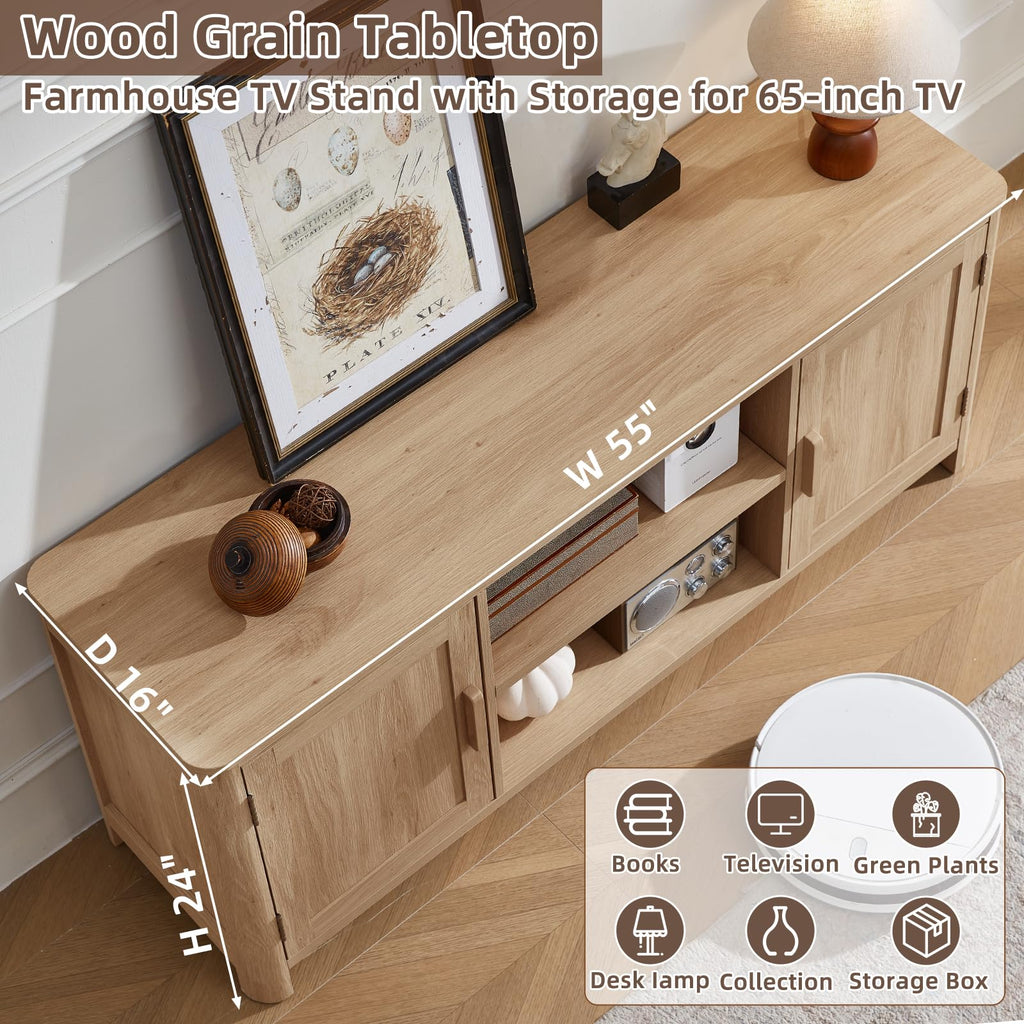 55" Natural Oak Tv Stand T61373