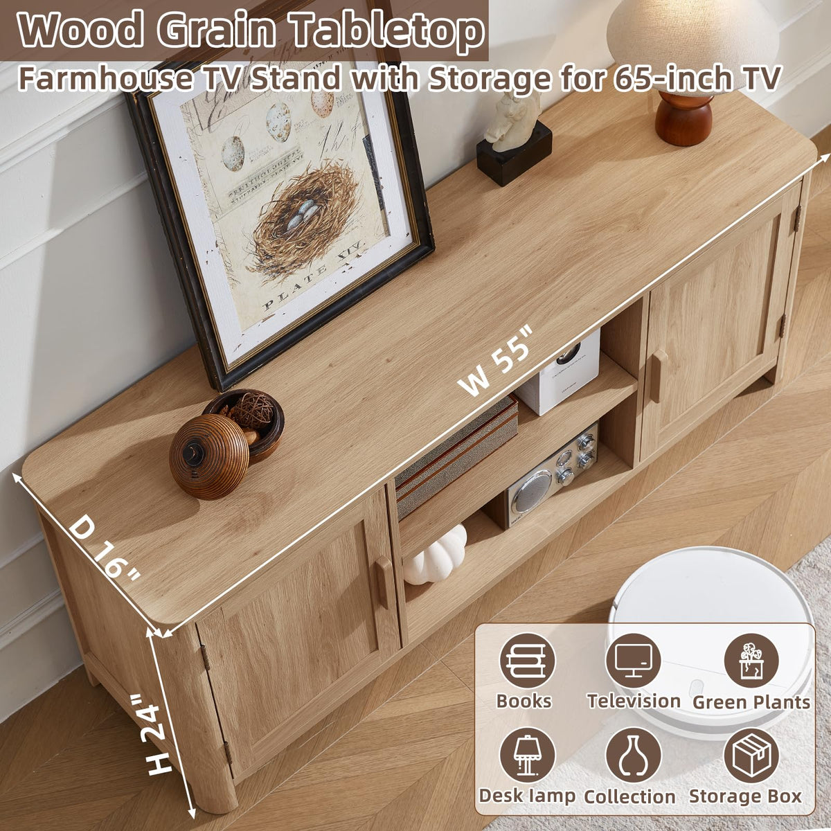 55" Natural Oak Tv Stand T61373