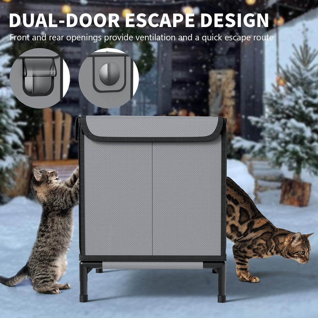 Weatherproof Outdoor Cat House with Thermal Aluminum Foil Z9605