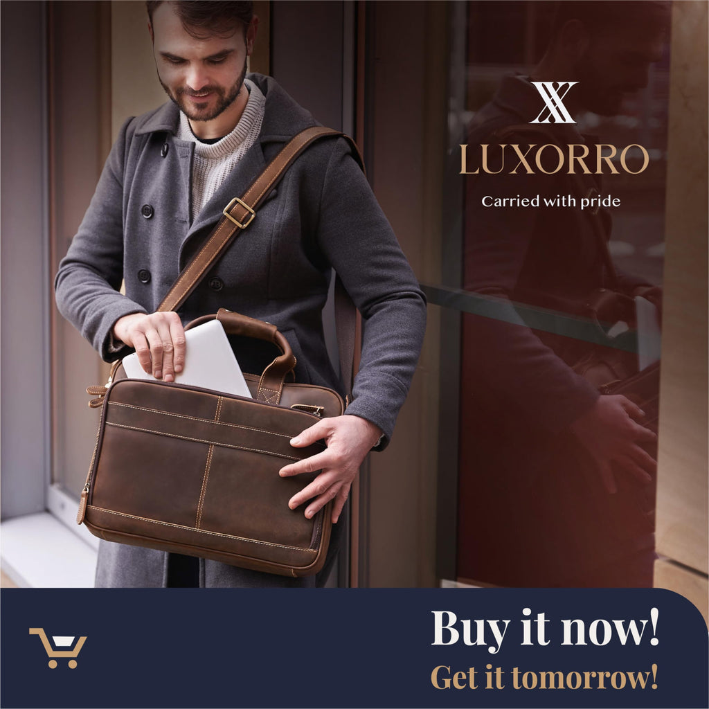 Full-Grain Leather Laptop Briefcase O7779